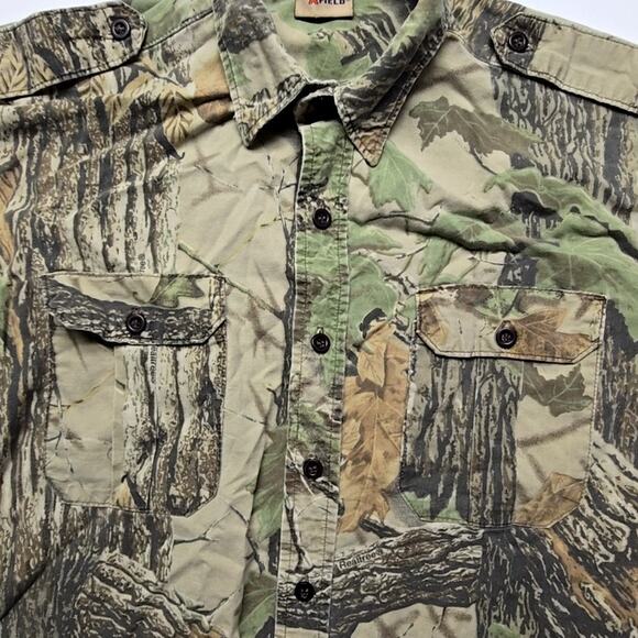 Sports Afield Mens Realtree Camouflage Button Down L Green Camo Outdoor Shirt - Picture 3 of 10